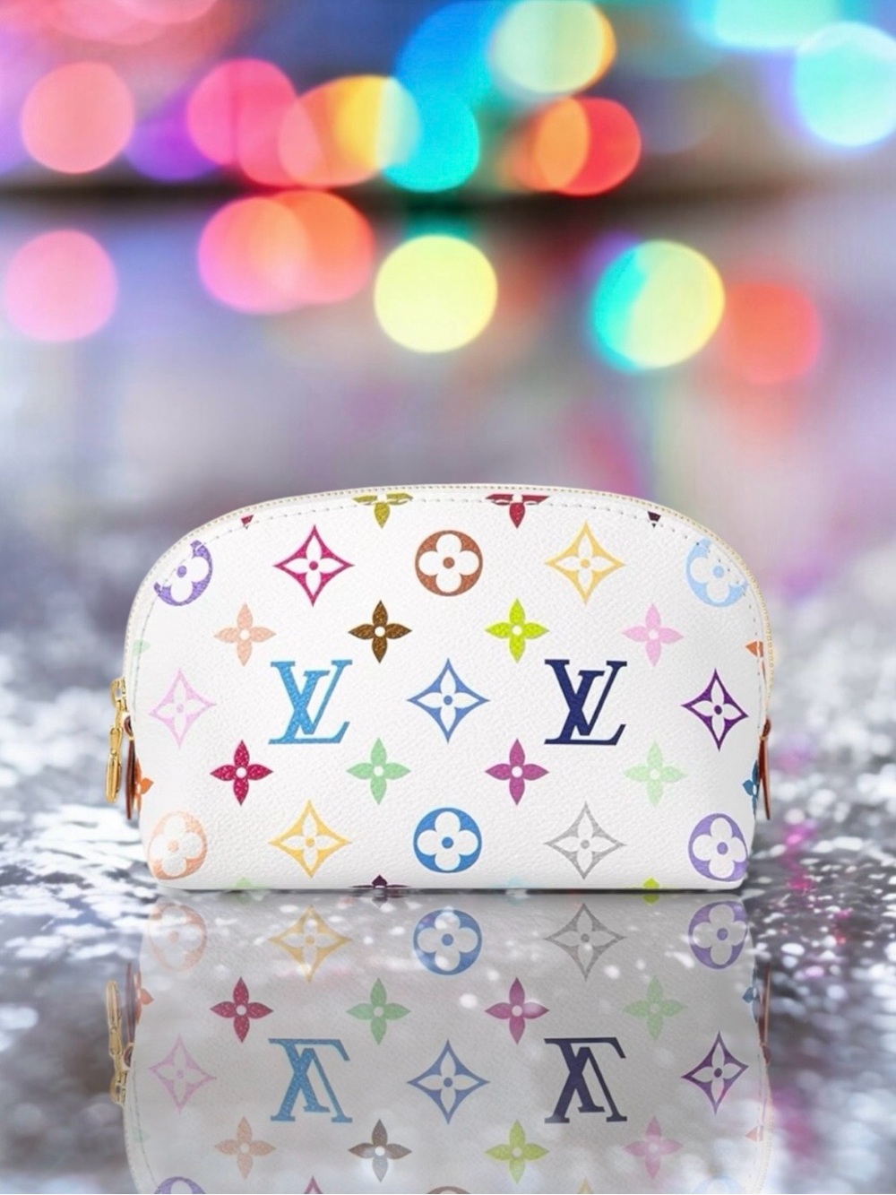 🆕🩷LV x MURAKAMI ICONIC Re-Edition White Monogram Multicolor Cosmetic Pouch • NWT